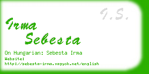irma sebesta business card